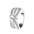 Silver hollow ring with heart and infinity symbol set with sparkling white zircons - Silver Hollow Heart Infinity Ring (4547)