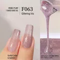 Translucent light purple nail gel F063 Iris Glow with fine silver glitter shimmer - F063 Glistening Iris