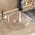 Large transparent PET square washbasin with 5L scale markers and double handles - Large Transparent