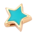 DIY pentagram star jewelry charm in golden metal with turquoise enamel finish - Star-Turquoise Blue
