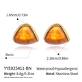 Pendientes de resina marrón Maillard con aros de acero inoxidable impermeables mujer - Marrón Ámbar (YYE025411-BN)
