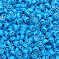 Blaue 7mm Acrylperlen flach mit schwarzem Smiley-Gesicht für DIY-Armbänder im Set - Ca. 100 Stk/Packung / Blau