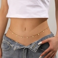 Elegante 18k vergoldete Bauchkette mit mehreren Kleeblatt-Anhängern an einer Gliederkette - Goldene Vierblättrige Blume Taillenkette (I603)