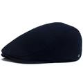 Gorra plana azul marino en sarga con un botón decorativo metálico en el lateral - Azul marino
