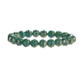 Deep green faceted natural crystal bead bracelet with shimmering iridescent finish - Solid Green