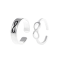 Silver infinity ring set with solid band and openwork design on white background - Infinity Symbol Silver Stackable Ring Set (WG-0853)