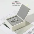 Off-white square jewelry set box 9.5x9.5x3.5cm for rings and necklaces with gold trim - Set Box / Off White