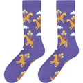 Détail du tricot de chaussettes violettes avec girafes en pixel art et ballons - Taille unique / Girafe Ballon Violette (A1839)