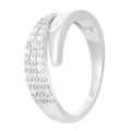 Geometrischer offener Ring in Silber mit glitzerndem Diamantbesatz und glatter Oberfläche - Silber