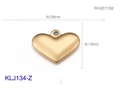Golden heart pendant in matte brushed steel finish with dimensions 26mm by 19mm - Extra Large Gold Heart Pendant (KLJ134-Z)