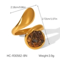 Detailed view of vintage gold-plated ring with tiger eye stone, size and weight specs - Brown (Tiger Eye Texture)