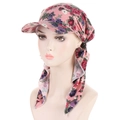 Detailed view of pink floral pattern on a soft cotton headscarf turban for women - Pink Flower