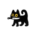 Funny dark punk black cat enamel pin with a dagger and yellow eyes in metal finish - Black Cat with Knife