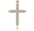 Dettaglio del ciondolo a croce in argento S925 dorato con pietre bianche scintillanti - Accessorio Ciondolo Croce / Oro