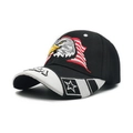 Gorra de béisbol blanca y negra con águila bordada y diseño de la bandera de EE. UU. - Águila Pentagrama Negra