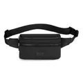 Waterproof black oxford waist bag for women featuring multiple layers and adjustable strap - Black