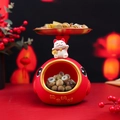 Lucky koi fish storage ornament with golden tray and fortune cat for home decor - Red Koi