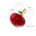 Pendente ciliegia rossa con foglia di smalto verde e placcatura oro, 19,5 mm x 16 mm - VD1731 Mela Grande Rossa