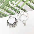Vintage silver alloy teardrop and heart charms with embossed hollow DIY jewelry patterns - Square Hollow Heart 22x30mm