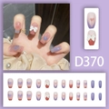 Französische Kunstnägel zum Aufkleben mit lila Herzen und 3D-Schleifen, 24er Set D370 - Flieder Lila Rosa Herz Schleife Stil (D370)