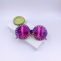 Fashionable purple round kids sunglasses with colorful rhinestones on a stylish display - Translucent Purple