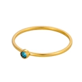 Minimalist 18K gold plated twisted ring featuring a round blue zircon gemstone inlay - US 5 / Light Blue - 14K Gold Band