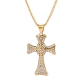 Vintage punk gold-plated cross pendant necklace with sparkling white rhinestones - Gold Style-Without Chain (A0101)