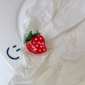 Cute red strawberry hair claw clip made of acetic acid with a white polka dot pattern - Strawberry