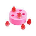 Pink silicone strawberry mold for DIY cake decorating and resin craft projects - 17-769 / Pink
