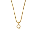 18K gold plated twist chain necklace featuring a white pearl letter Q pendant charm - Letter Q