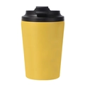 Matte yellow 304 stainless steel coffee mug with black leak-proof flip lid - 380ml / Milk Cup Simple Style / Yellow