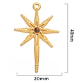 Golden stainless steel eight-pointed star pendant with brown stone inlay, size 40x20mm - Tiger's Eye