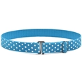 Adjustable elastic children's belt with blue and white polka dots and a metal hook buckle - Light Blue Polka Dot