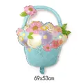 Floral flower basket foil balloon for Mother's Day birthday party decoration 69x53cm - Light Blue Flower Basket Style