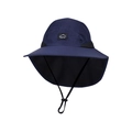 Dark navy wide brim outdoor sun hat with neck flap and breathable mesh in quick-dry fabric - Navy Blue
