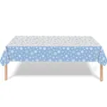Waterproof light blue Christmas tablecloth featuring a white snowflake pattern for parties - Snowflake Style 130*220cm