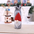 Funda creativa para botella de vino de gnomo de Navidad en fieltro gris con gorro rojo - Funda gris con gorro rojo