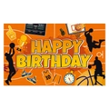 Basketbal thema gelukkige verjaardag achtergrond banner met sportieve graphics en ring - Basketbal Achtergrond (W-00089)