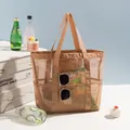Braune Netztasche in kleiner Größe mit Außentaschen für Strand und Outdoor-Aktivitäten - Klein / Braun