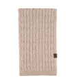 Winter knitted scarf in beige with thick cable patterns and snowflake label - Khaki Scarf Only