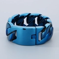 Men's bold 31mm wide Cuban link bracelet in vibrant blue vacuum-plated titanium steel - Blue