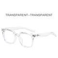 Modern transparent square sunglasses with clear lenses and star metal accents on the frame - Transparent Frame Clear Lens