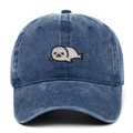 Casquette de baseball en coton délavé bleu marine avec broderie phoque sur le devant - Bleu marine