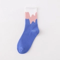 Mid-calf cotton socks featuring a tricolor gradient design in white, pink, and royal blue - One Size / White Pink Blue