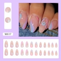 Sparkling almond press-on nails with floral patterns and colorful glitter gradient design - W617 Glitter Floral Design (W617)