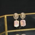 Baroque pearl drop earrings with spiral gold accents and violet luster in vintage style - Lollipop Stud Purple Square Baroque