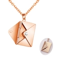 Rose gold envelope pendant necklace with openable DIY letter detail on O-chain - Rose Gold Envelope Necklace (With Inner Card)