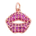 Pendentif lèvres avec zircons roses micro-pavés sur métal fini or rose - Lèvres Rouges / Or rose