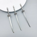 Three antique silver alloy samurai sword pendants for DIY jewelry and keychains - 11x69mm Katana/Antique Silver