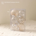 Set di 6 palline di Natale trasparenti color champagne con paillettes oro, 8cm - 369-3 (8cm Champagne Garza a Rete Confezione da 6)